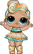 An Adorable Cartoon Character with Blonde Hair and Blue Eyes, Wearing a Yellow and Blue Dress and Boots, Standing with Arms Outstretched.