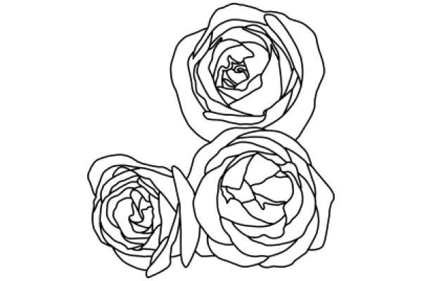 Artistic Line Drawing of Three Roses