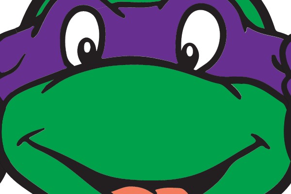 Smiling Turtle Head with Purple Bandana