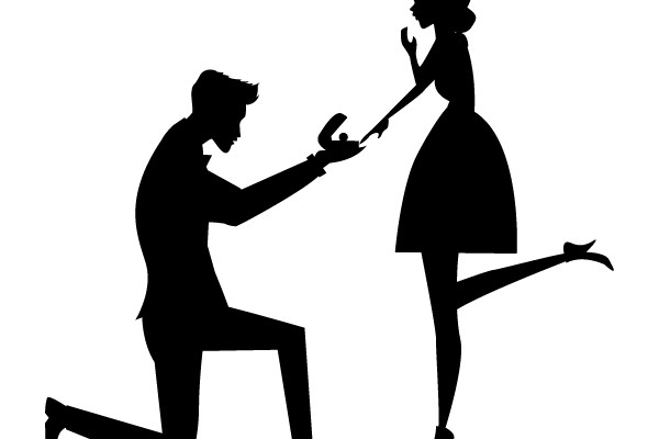 Kneeling Man Proposing to Standing Woman