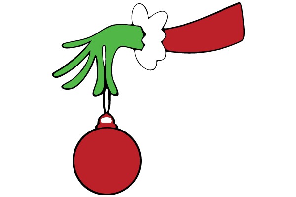 A Playful Christmas Decoration: A Green Octopus with a Red Ball Ornament