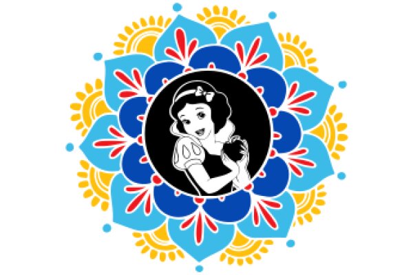 Stylized Floral Pattern with a Disney Princess at the Center