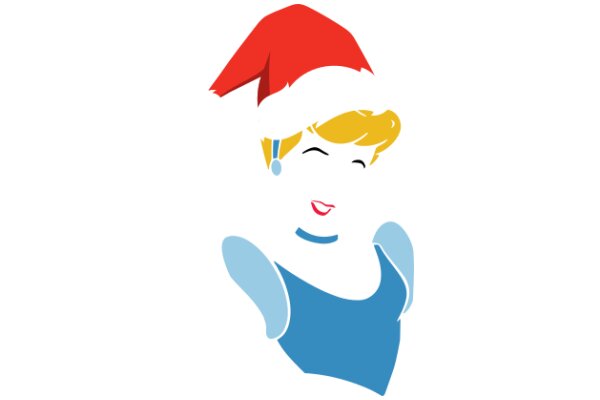 A Festive Christmas Greeting: A Stylish Illustration of a Person in a Blue Dress with a Red Santa Hat
