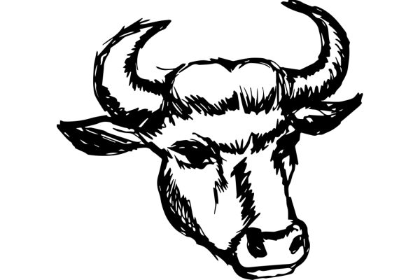 Stylized Illustration of a Bull's Head