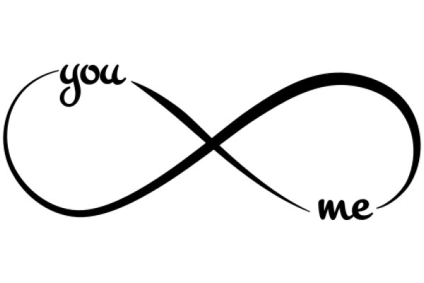 Elegant Infinity Sign with the Words 'You Me' in a Curved Script