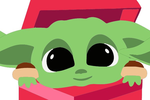 Adorable Green Baby Character in a Red Gift Box
