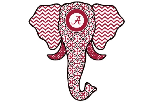 Stylized Elephant Logo with Red and White Patterns and Letter 'A' in the Center