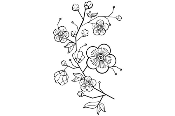 Elegant Floral Design: A Line Art