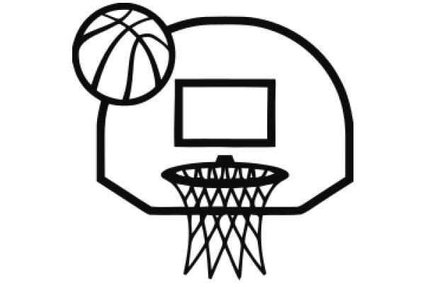 A Basketball Goal with a Ball Above It