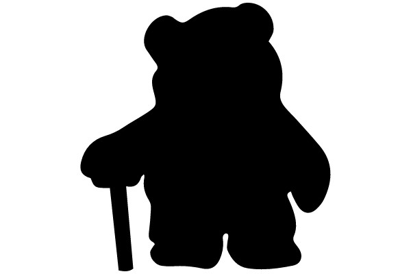 Elderly Bear Silhouette with Cane