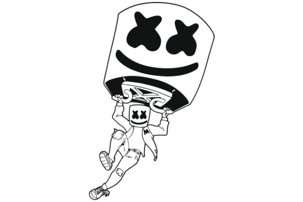 A Playful Illustration of a Cartoon Character with a Smiley Face, Holding a Pizza Box and a Skateboard, Floating in the Air with a Happy Expression.
