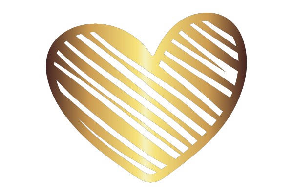 Golden Heart with Striped Pattern