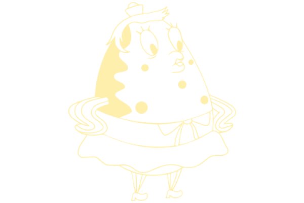 A Whimsical Illustration of a Yellow Character with a Bow and a Hat, Floating in a White Space.