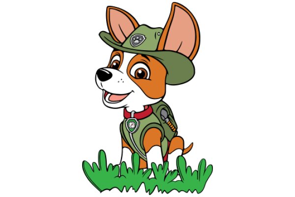 Adventure Awaits: A Cute Cartoon Dog in a Scout Uniform, Ready for Exploration!
