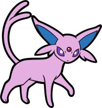 Vividly Colored Cartoon Pokémon: A Pink and Purple Eevee with a Blue Tail and Red Eye
