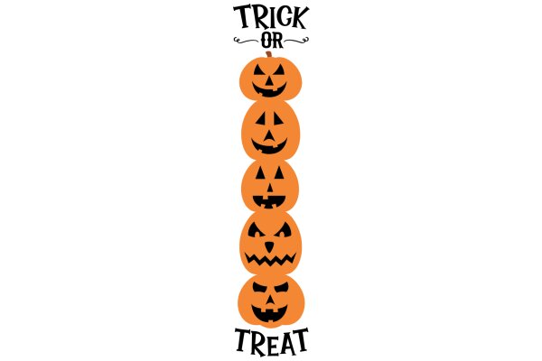 Halloween Treat: A Stack of Orange Pumpkins with the Word 'Treat' at the Bottom