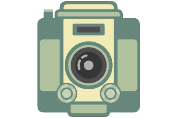 A Stylized Illustration of a Camera with a Lens and Flash