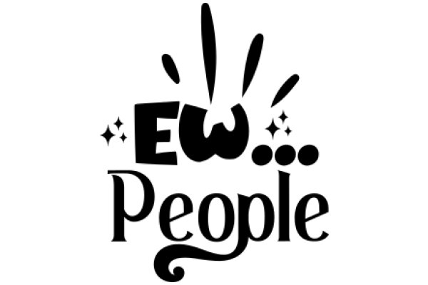 EW People: A Graphic Design of a Stylized 'EW' with Surrounding Stars and Dots