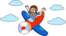 A Cartoon Character's Exciting Adventure in the Sky