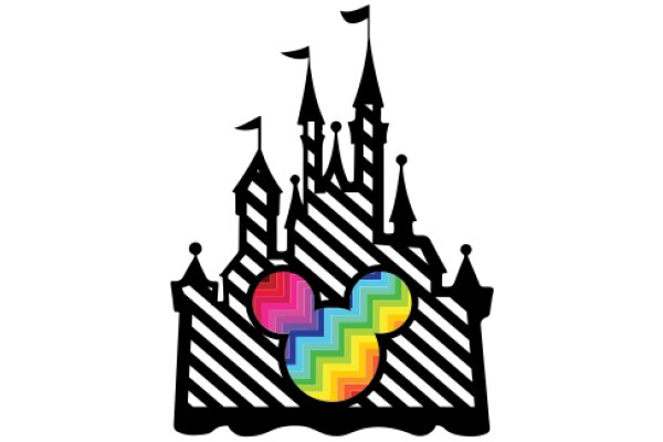Vibrant Castle Silhouette with Colorful Balls