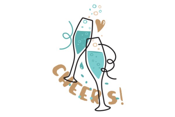 Celebrate with Cheers!: A Stylish Illustration of Two Wine Glasses with a Heart and the Word 'Cheers!'
