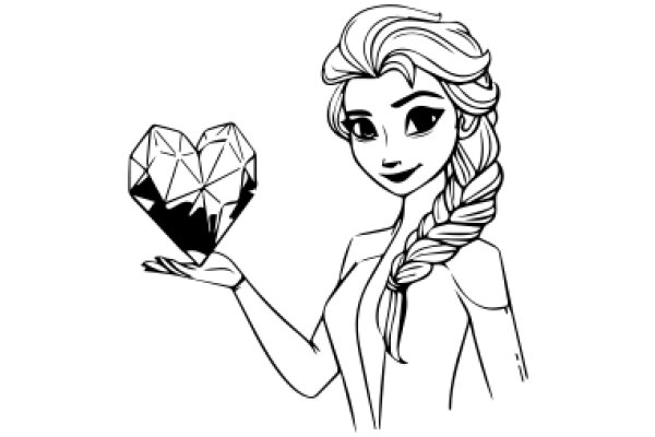 A Whimsical Illustration: A Princess with a Heart-Shaped Gemstone