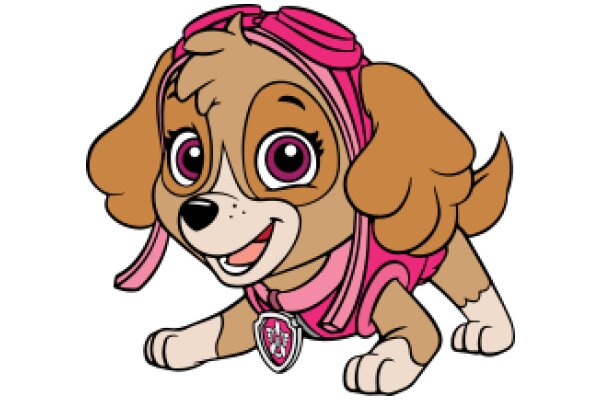 Adorable Puppy in a Pink Shirt and Hat, Ready for a Fun Day Out!