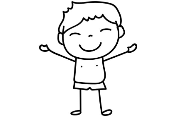 A Simple Line Drawing of a Happy Character