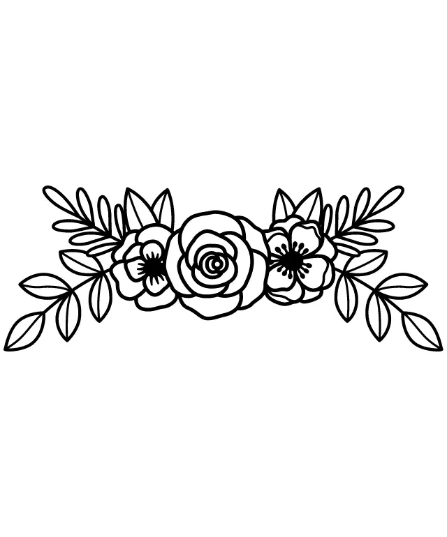 Stylized Floral Design with Black Outline