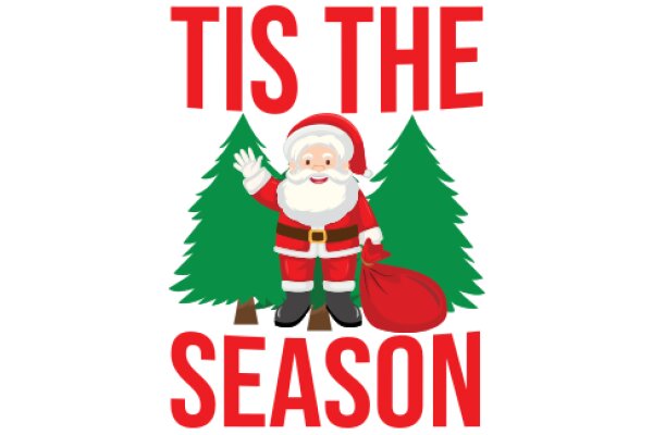 Season's Greetings: A Festive Santa Claus and Christmas Tree Illustration