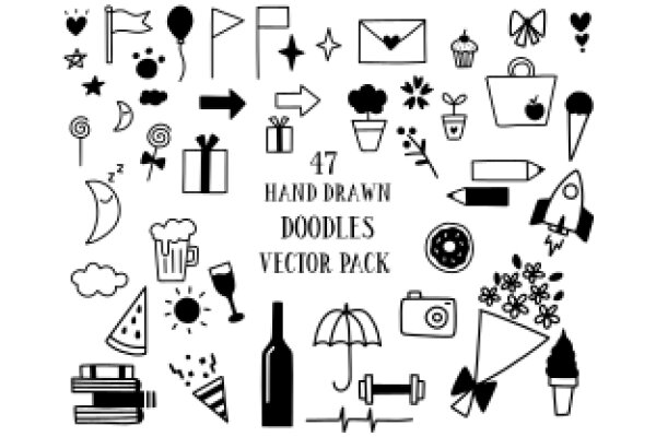 Hand-Drawn Vector Pack: 47 Unique Icons for Greeting Cards, Invitations, and More!