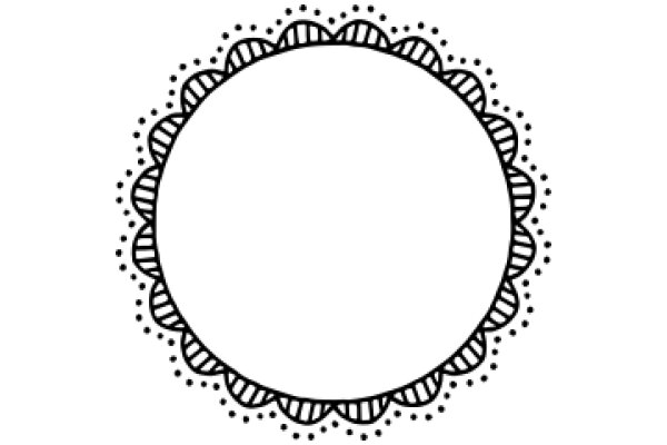 A Simple, Line Drawing of a Circle with a Scalloped Border