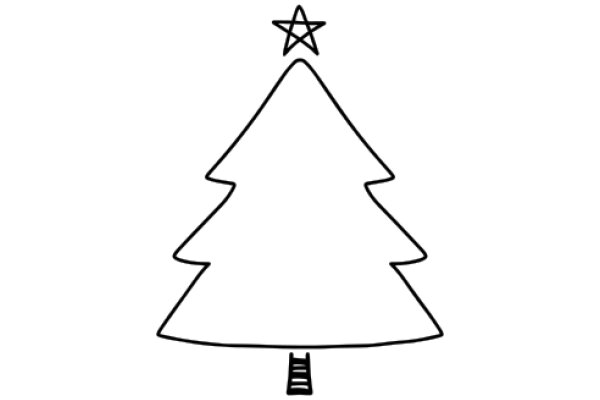 A Simple Line Drawing of a Christmas Tree with a Star on Top