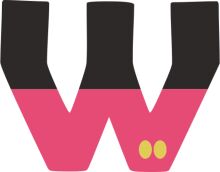 Stylized Letter 'W' with a Pink and Black Color Scheme