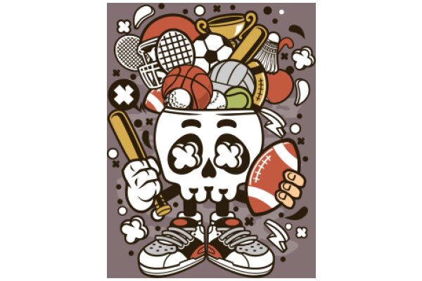 Skeletal Sports Fan: A Playful Illustration of a Fan's Passion for Sports