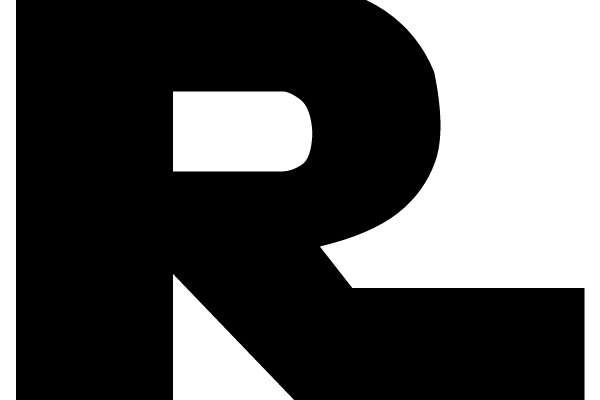 Letter R in Black on a White Background