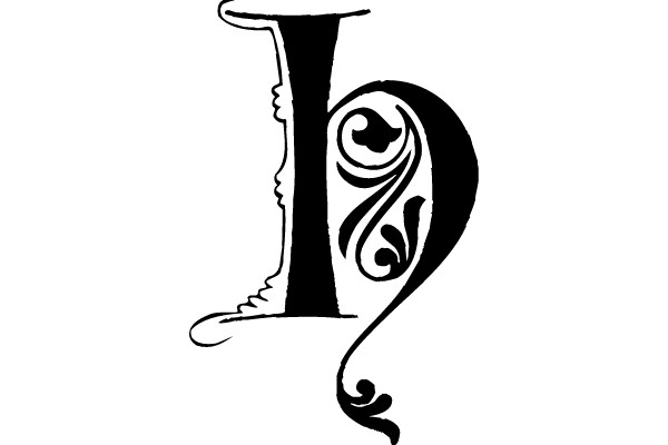Artistic Flourish: A Monochromatic 'L' with Ornate Detailing