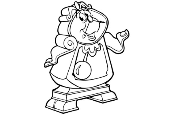 A Whimsical Cartoon Character: A Lion-like Figure with a Clock for a Head