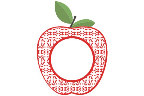 Vibrant Apple with a Red Ring and a Green Leaf