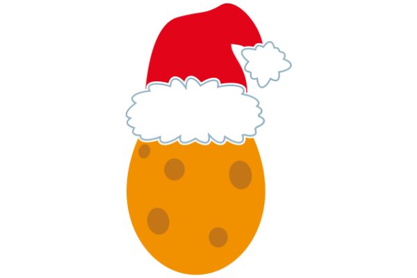 A Festive Holiday Illustration: A Christmas-Themed Orange with a Santa Hat and Candy Cane