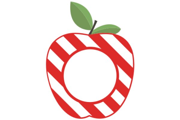 A Red Apple with a Green Leaf, Encircled by a Red and White Ribbon