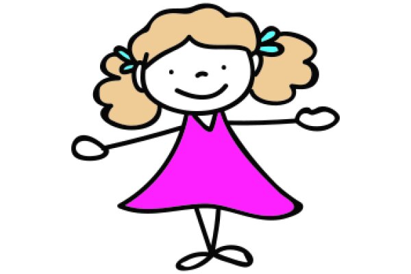 A Colorful Cartoon of a Happy Girl