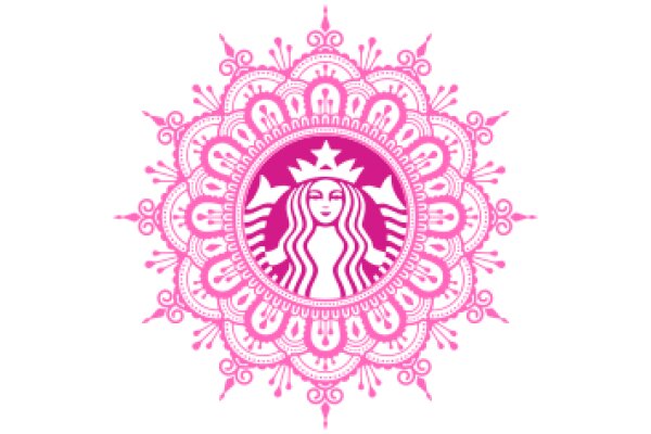 Stylized Starbucks Logo with Pink and White Decorations