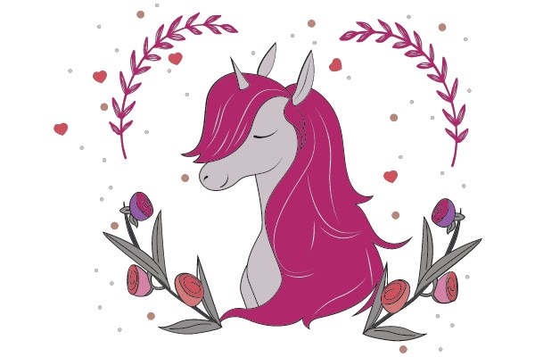 Ethereal Equine: A Pink Pony's Floral Portrait
