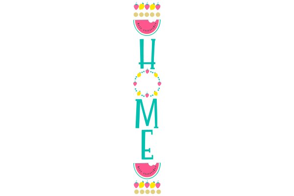 Colorful Banner with Watermelon and Strawberry Designs, Featuring the Letters 'M' and 'E' in a Stylized Font