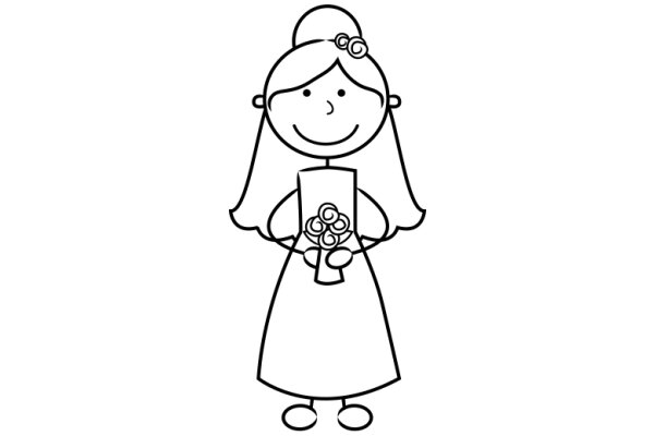A Warm Welcome: A Cartoon Character Greets the Viewer with a Smile and a Bouquet of Flowers