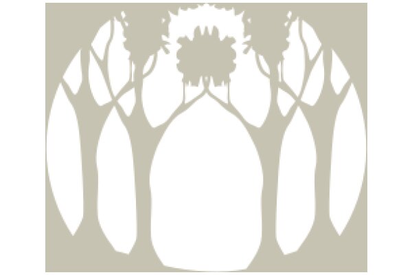 Silhouette of a Tree and a Flower, Set Against a White Background