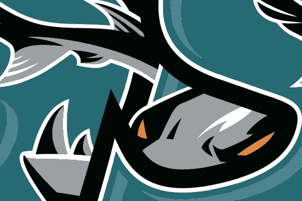Hockey Mascot with Hockey Stick and Puck.