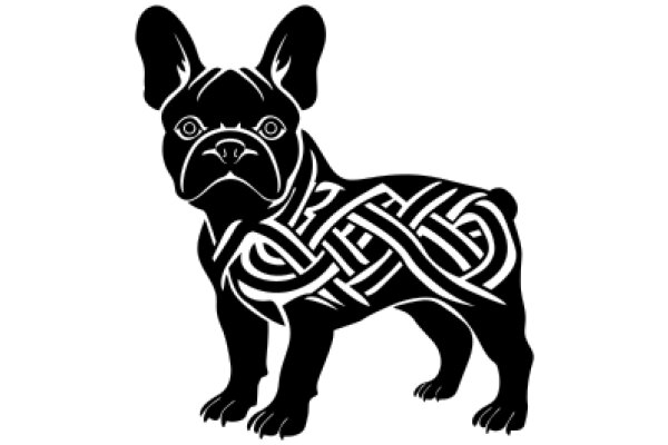 Stylish Illustration of a French Bulldog with a Knotted Rope Design