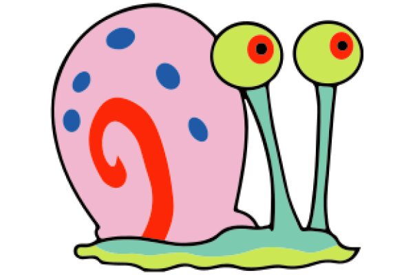 A Playful Cartoon of a Snail with Two Eyes